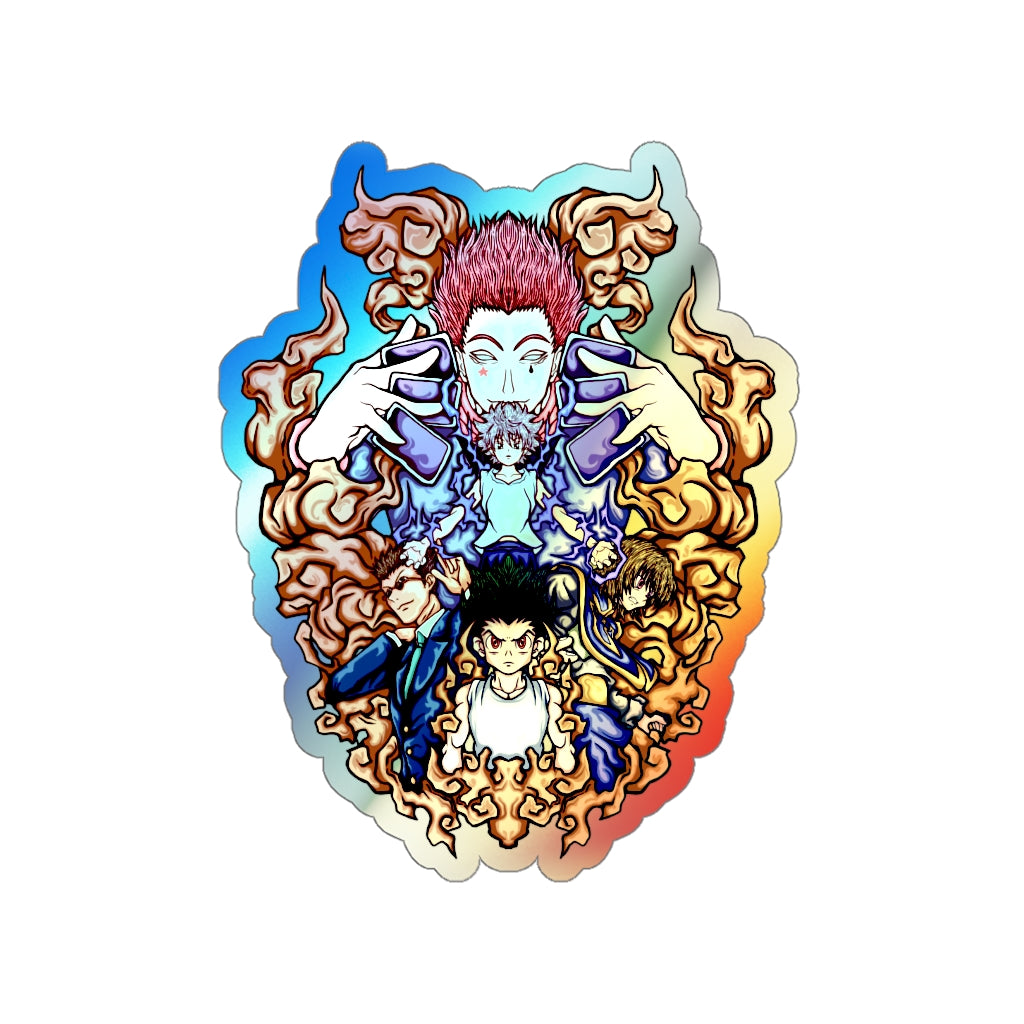 Holographic stickers of Hisoka and Gon from Hunter x Hunter