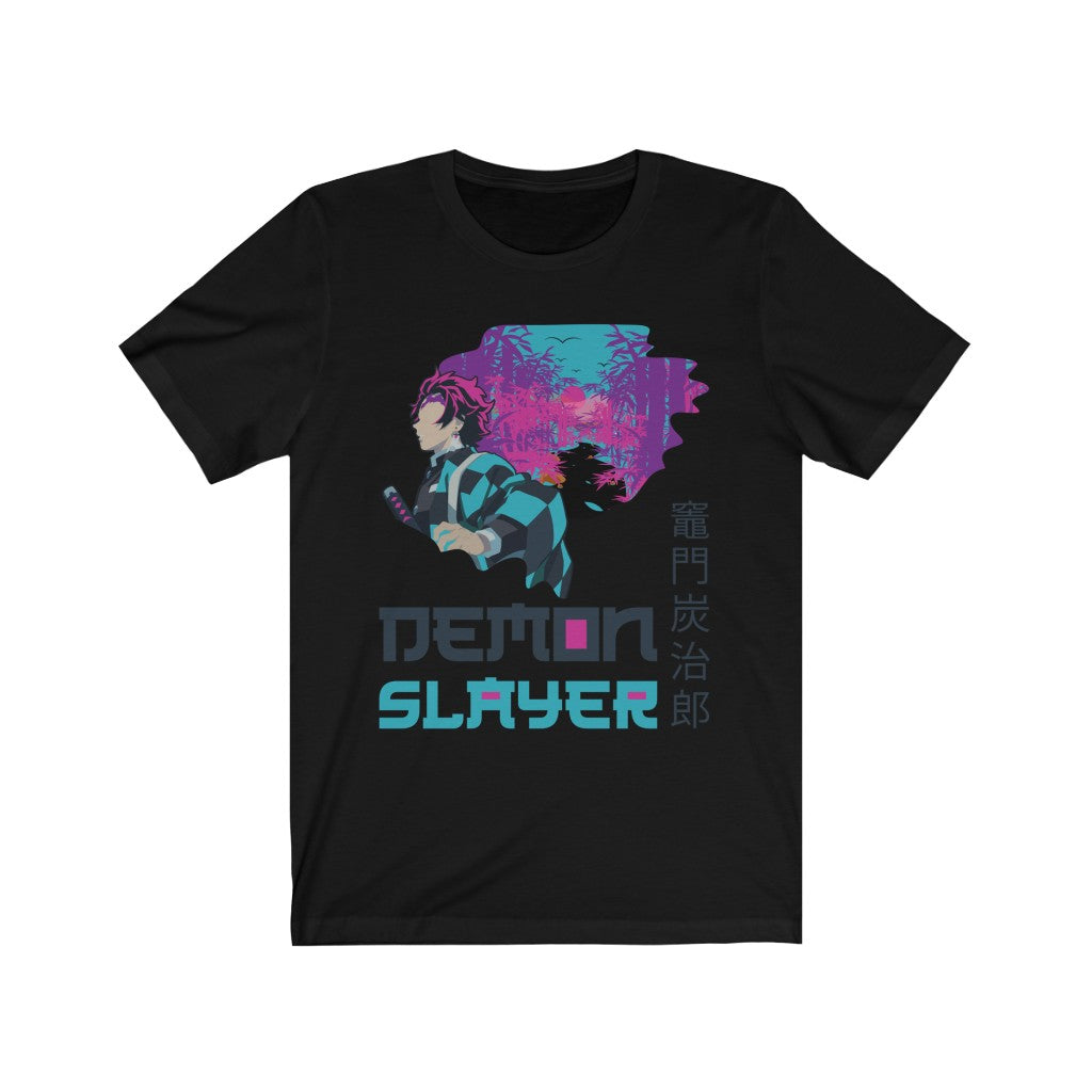 Tanjiro Kamado Demon Slayer T-Shirt design - Solid Black Blend