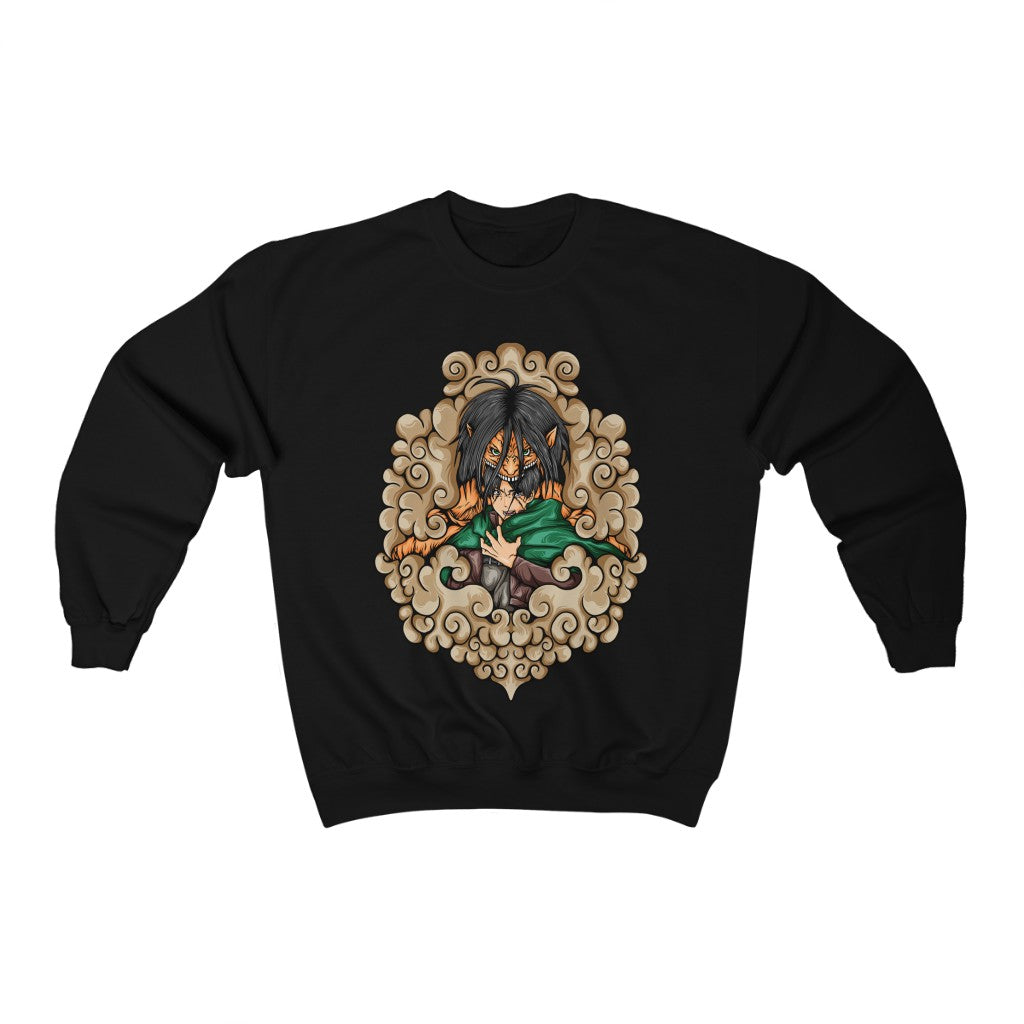 Eren Yeager sweatshirt featuring the Founding Titan design - Black