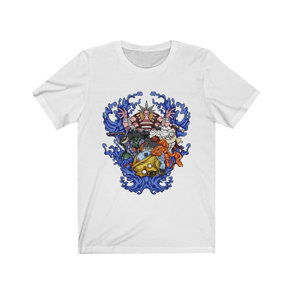 Jinbe T-Shirt featuring Fishmen fighters from One Piece - White