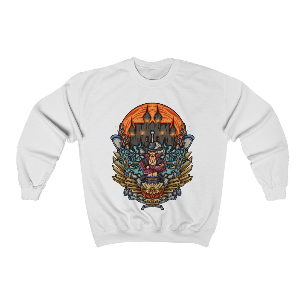 Dracule Mihawk Anime Sweatshirt One Piece Design - White